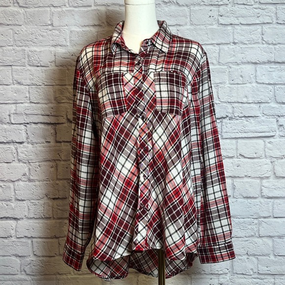 Cato Women's Plaid Button Down Shirt Red Black White Long Sleeve XL - Picture 1 of 7